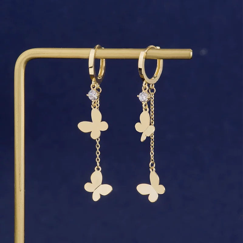 Butterfly Waterfall Huggie Hoops