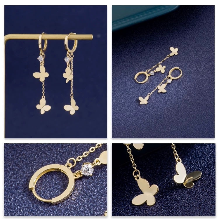 Butterfly Waterfall Huggie Hoops