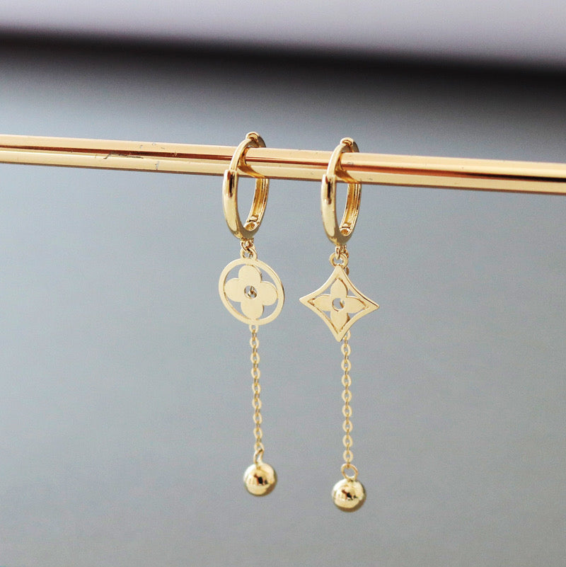 Flower & Kite Monogram Drop Huggie Hoops