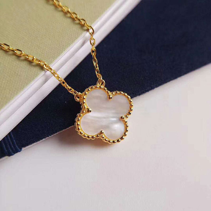 Beaded Agate Clover Necklace