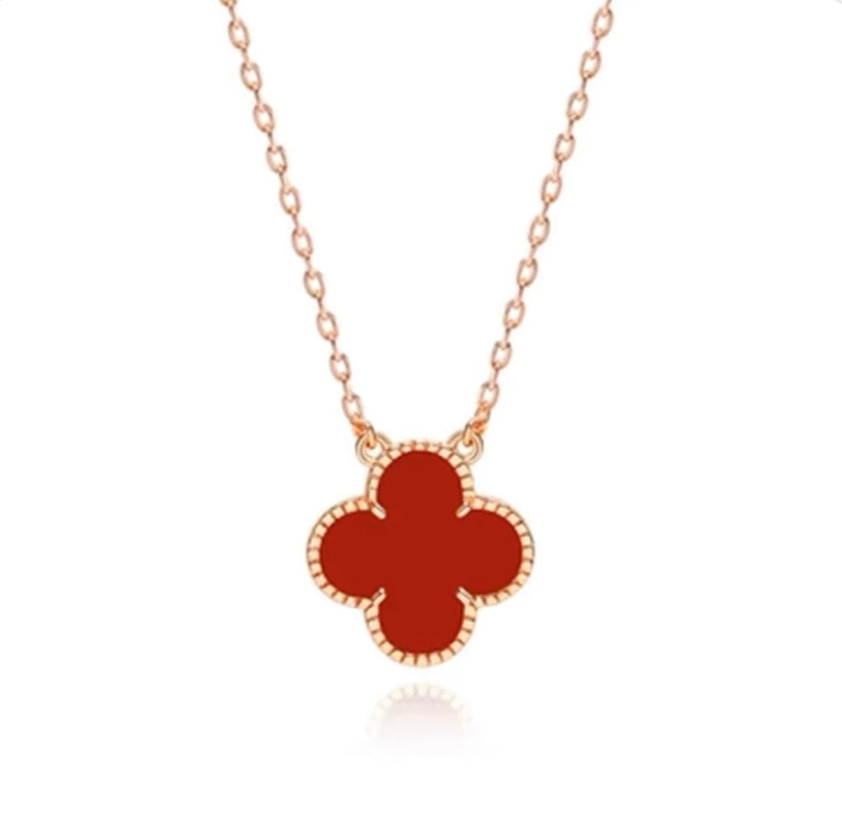 Beaded Agate Clover Necklace