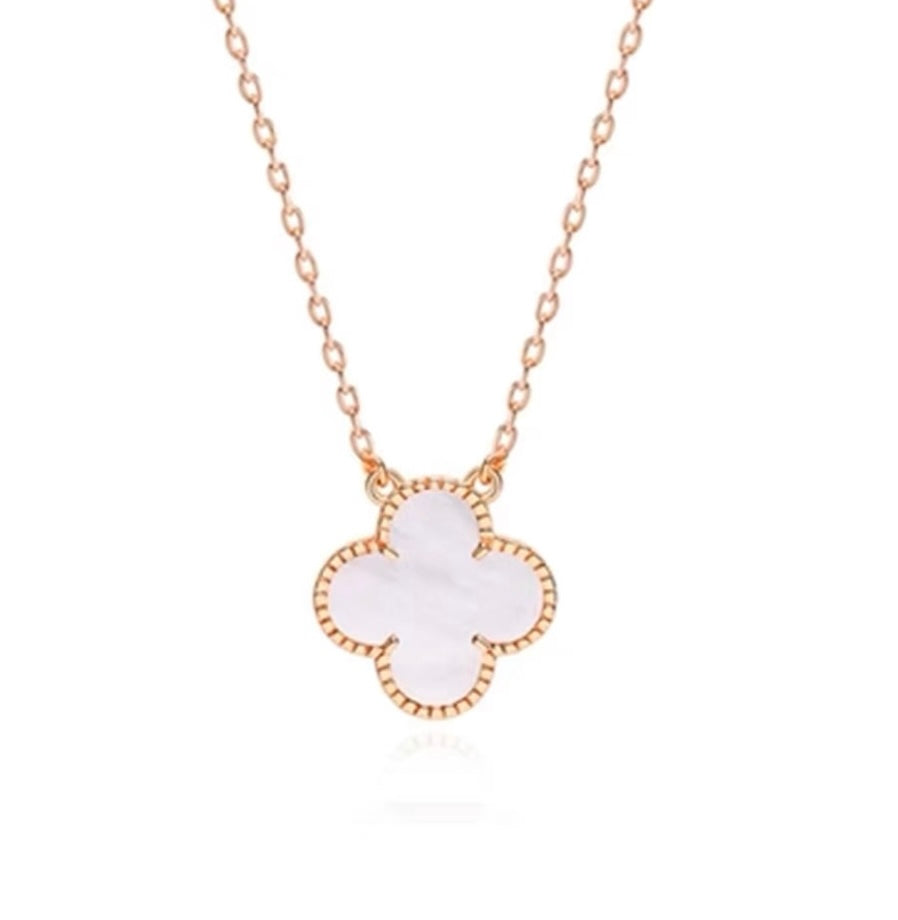 Beaded Agate Clover Necklace