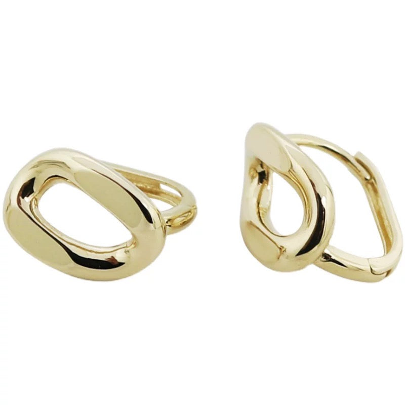 Single Curb Chain Link Hoop Earrings