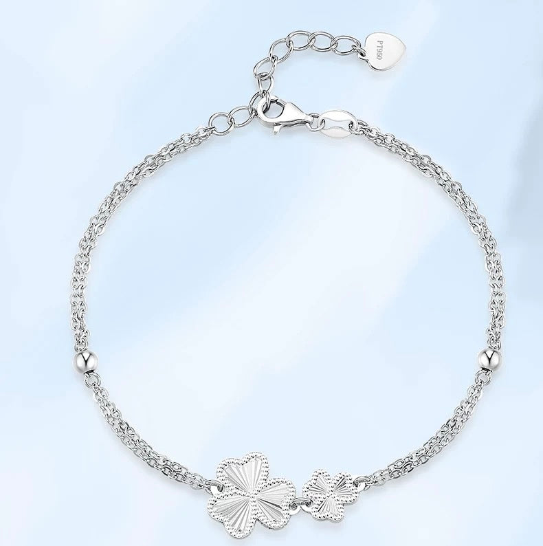 Beaded Clovers Twin Chain Bracelet