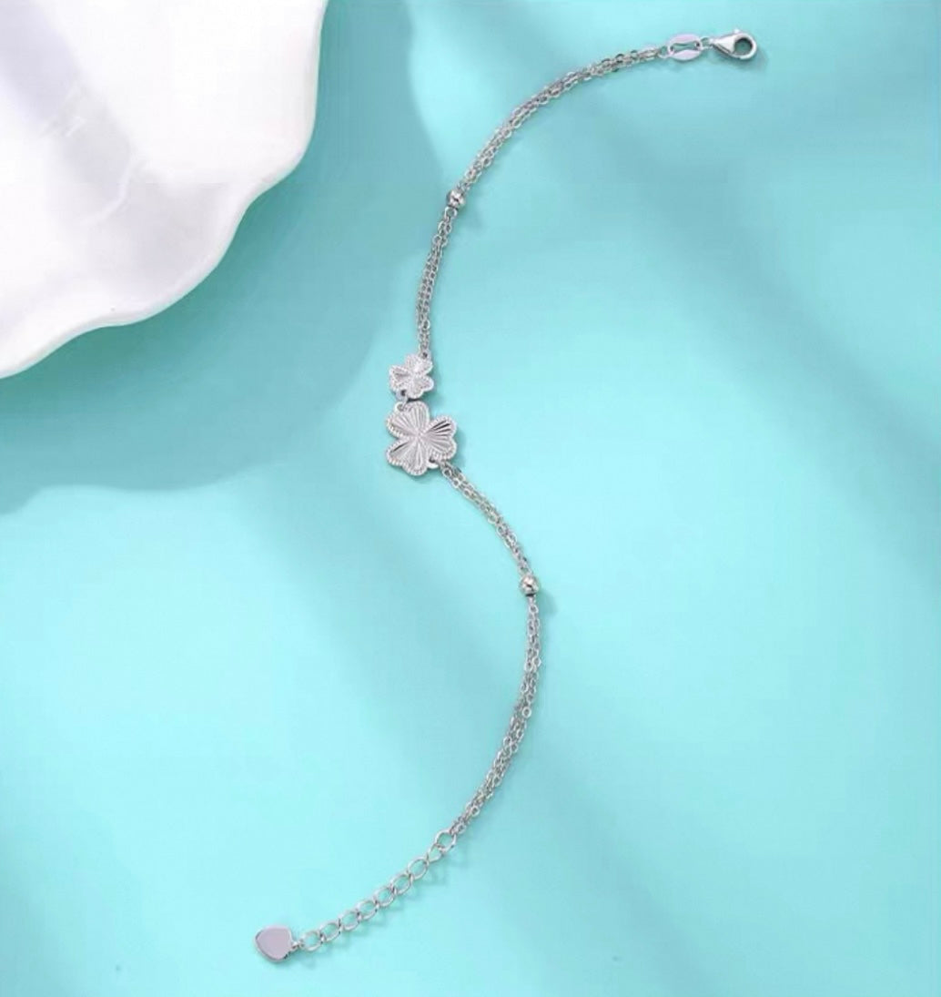 Beaded Clovers Twin Chain Bracelet