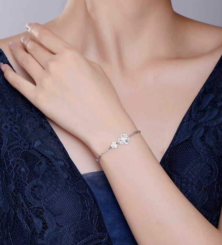 Beaded Clovers Twin Chain Bracelet