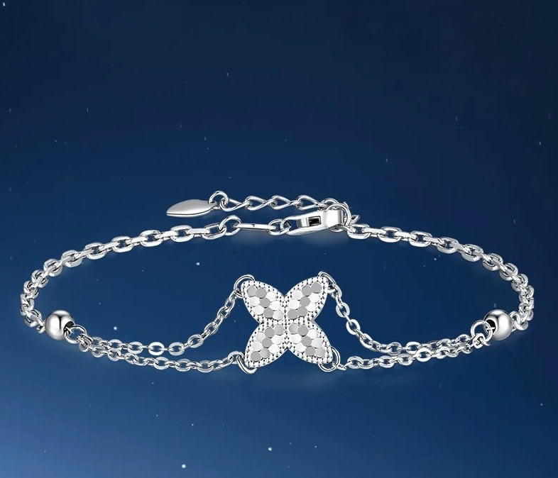 Sequin Clover Flower Charm Bracelet