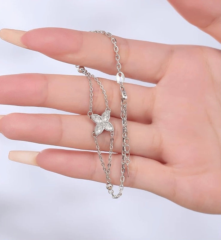 Sequin Clover Flower Charm Bracelet