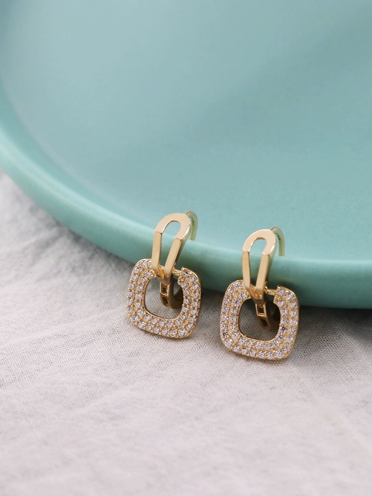 French Moissanite Broach Huggie Hoops