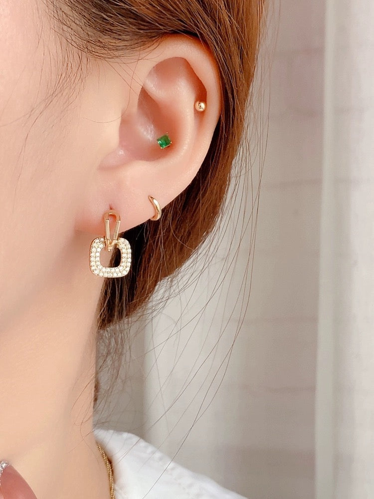 French Moissanite Broach Huggie Hoops