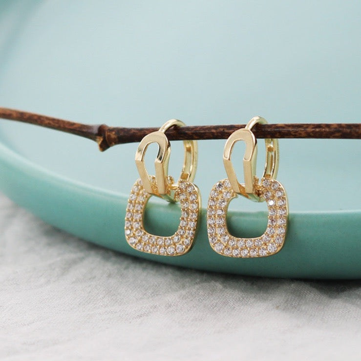 French Moissanite Broach Huggie Hoops