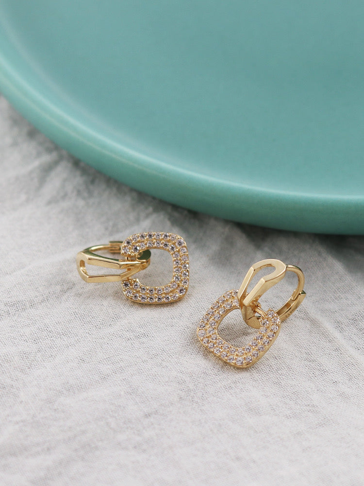 French Moissanite Broach Huggie Hoops
