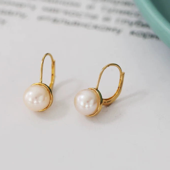 Pearl Cup Hoop Earrings