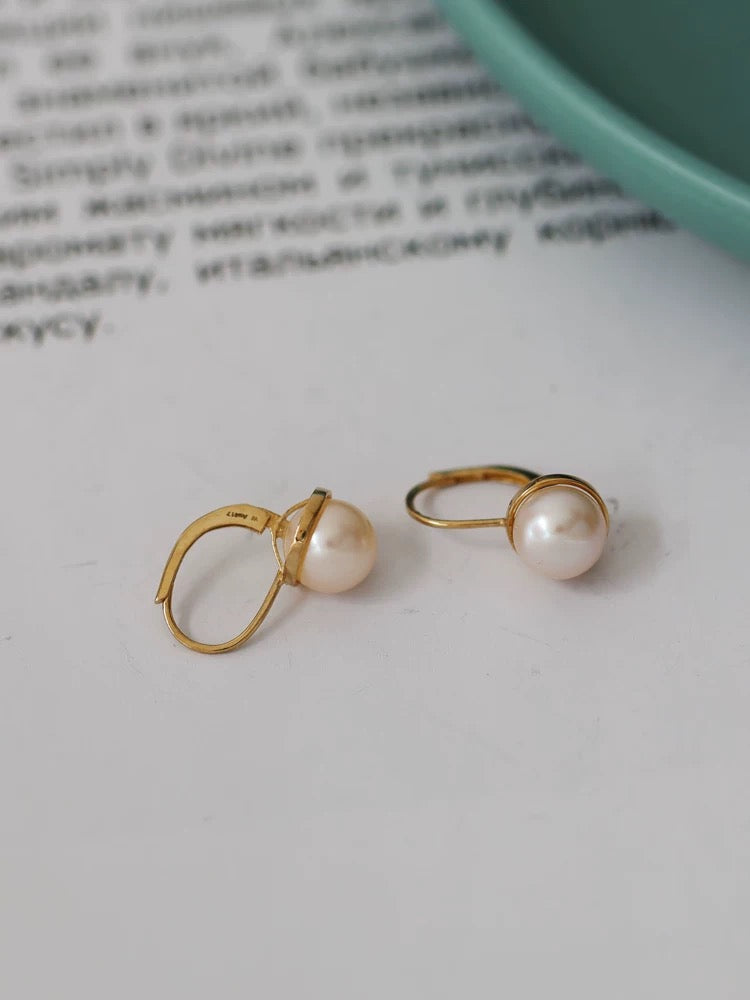 Pearl Cup Hoop Earrings