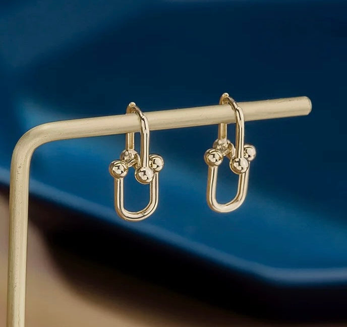 Bead Buckle Hinge Hoop Earrings