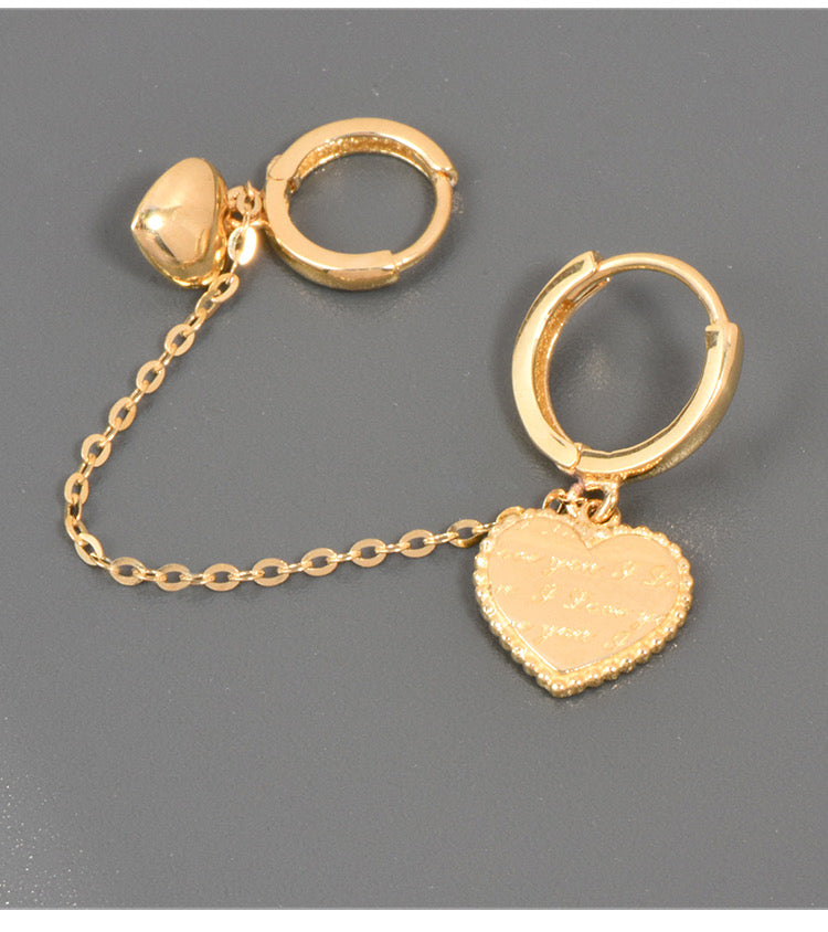 One Piece Loving Hearts Connecting Huggie Hoops