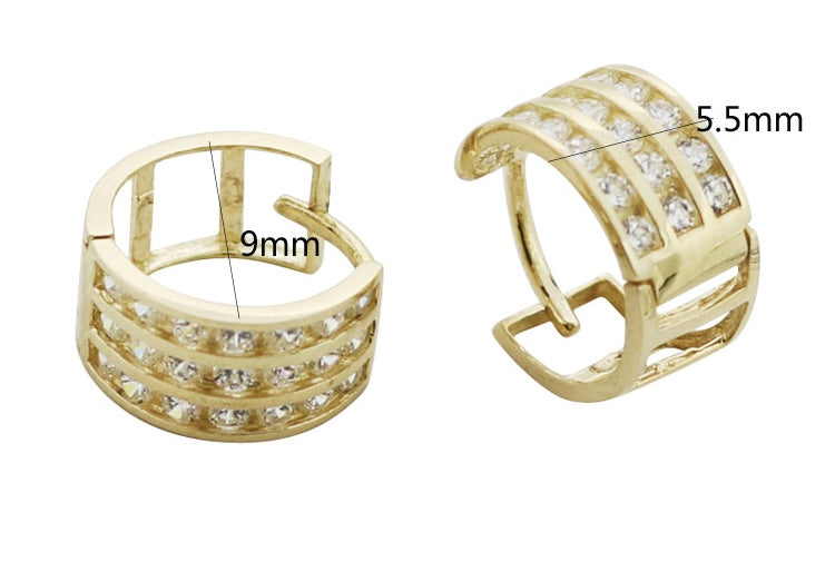 Triple Solitaire Band Hoop Earrings