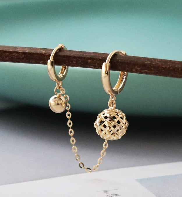 One Piece Cage Domes Connecting Huggie Hoops