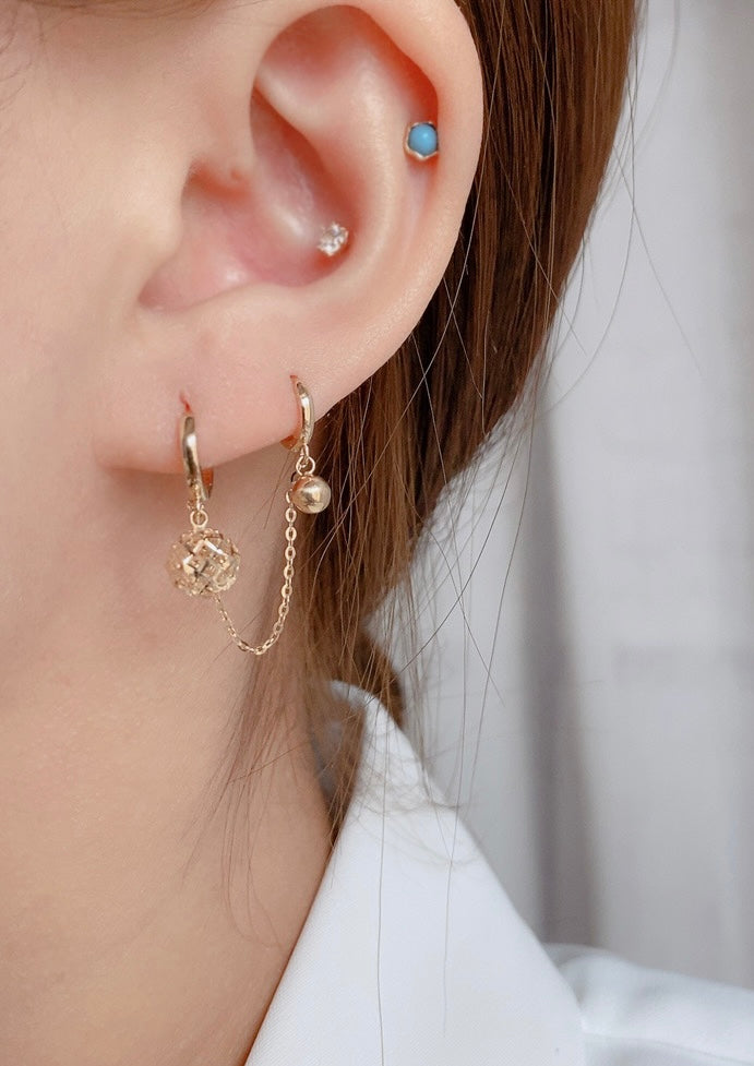 One Piece Cage Domes Connecting Huggie Hoops