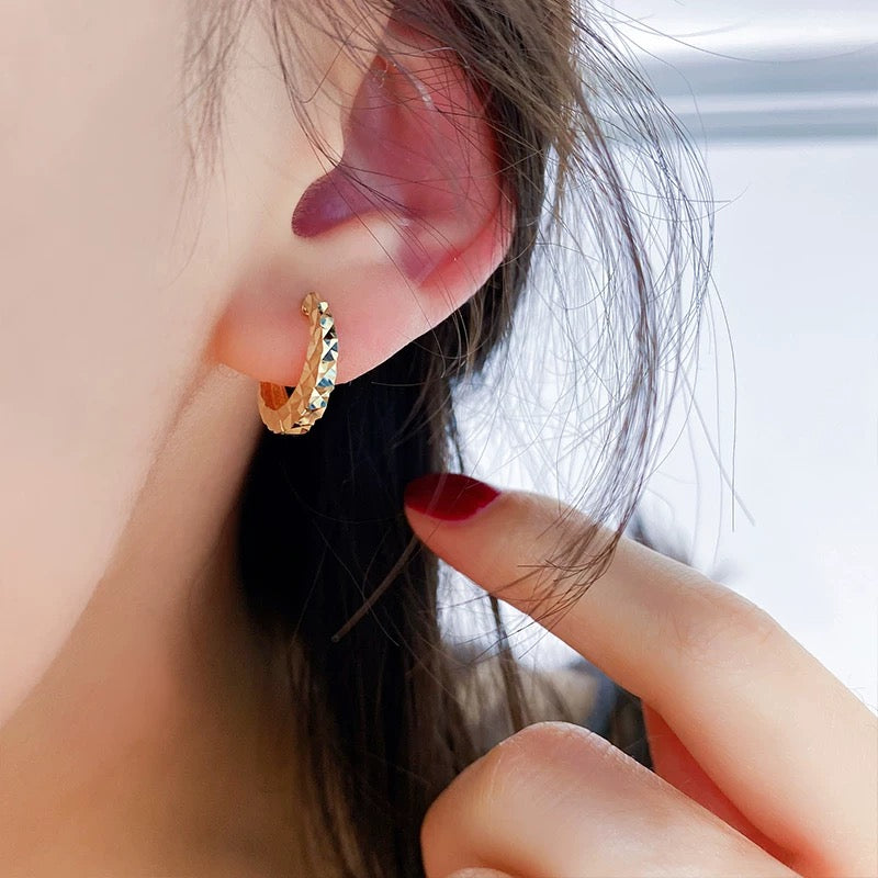 Mirror Cut Handbag Hoop Earrings