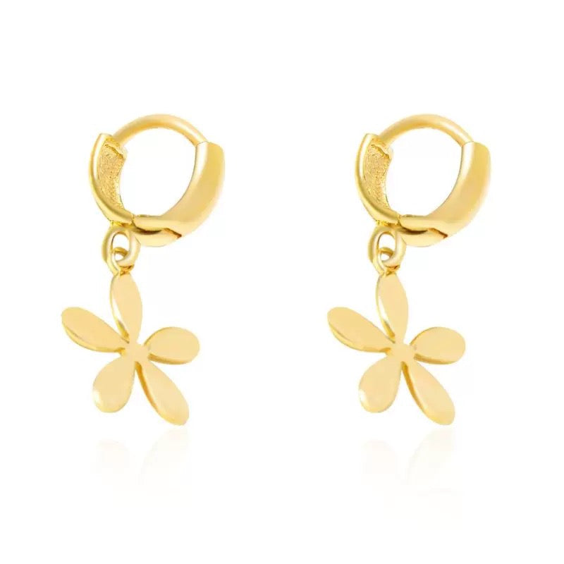 Star Flower Huggie Hoops