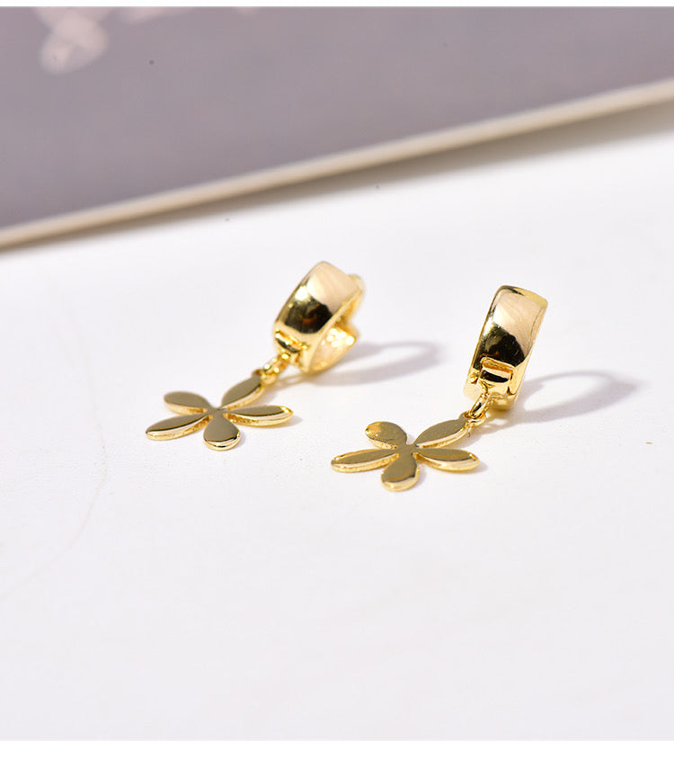 Star Flower Huggie Hoops