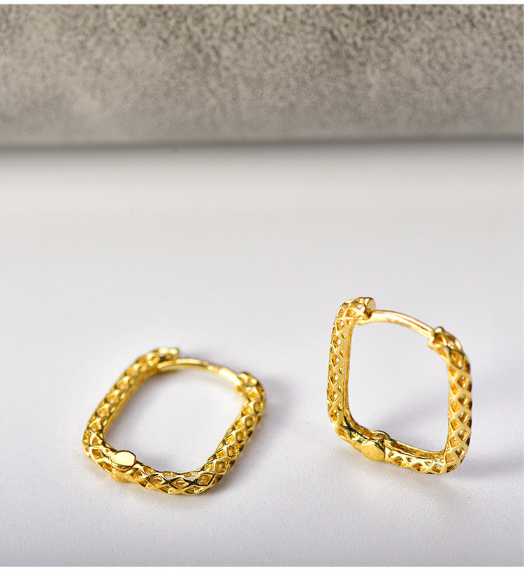 Lace Band Square Hoop Earrings