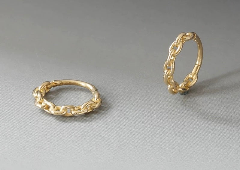 Anchor Chain Buckle Huggie Hoops