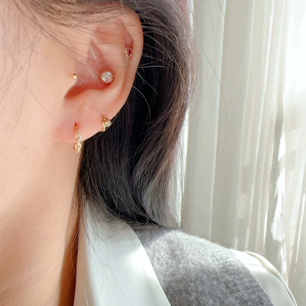 Anchor Chain Buckle Huggie Hoops