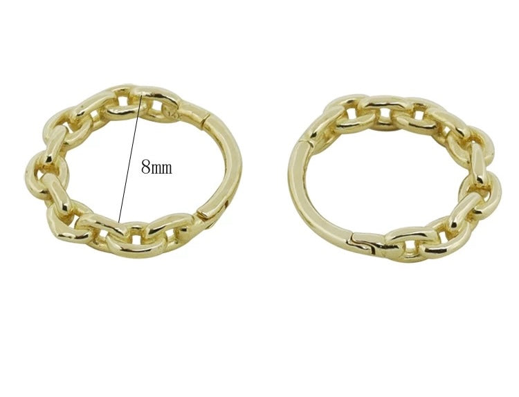 Anchor Chain Buckle Huggie Hoops