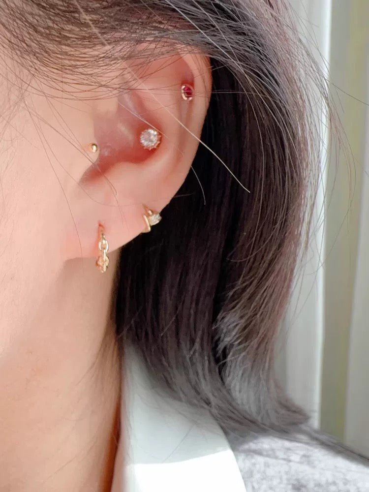 Anchor Chain Buckle Huggie Hoops