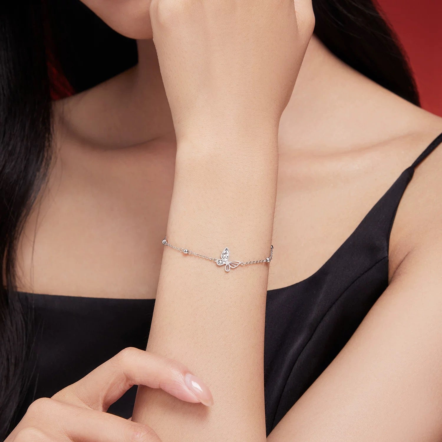 Semi Sequin Butterfly Bead Bracelet