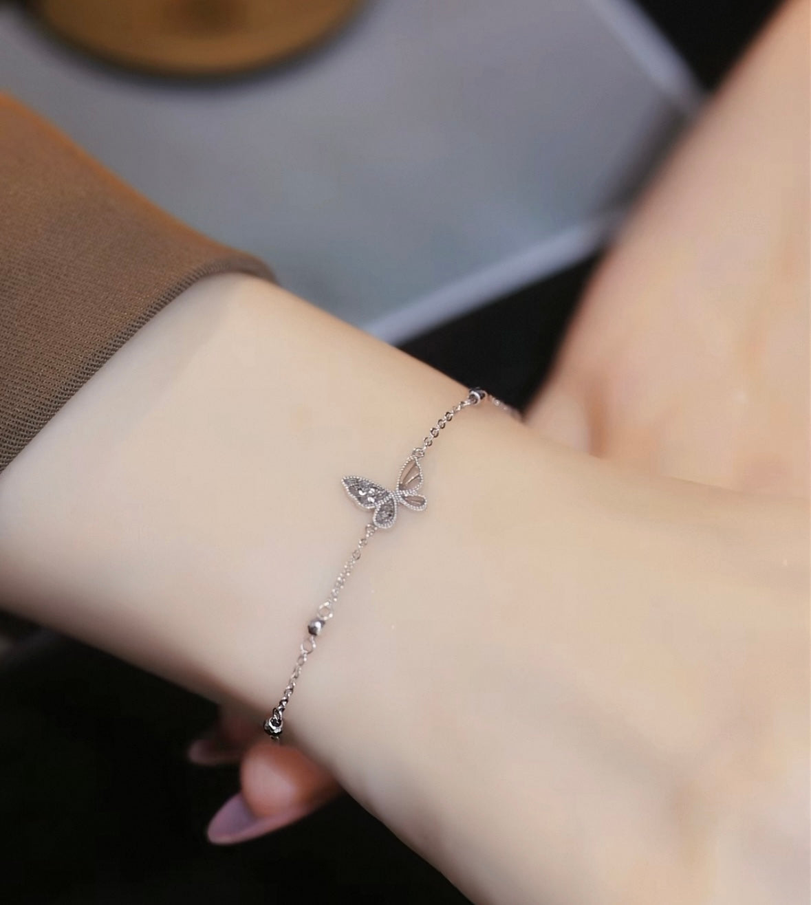 Semi Sequin Butterfly Bead Bracelet