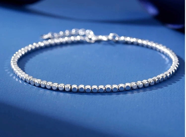 Cubed Buddha Bead Bangle Bracelet