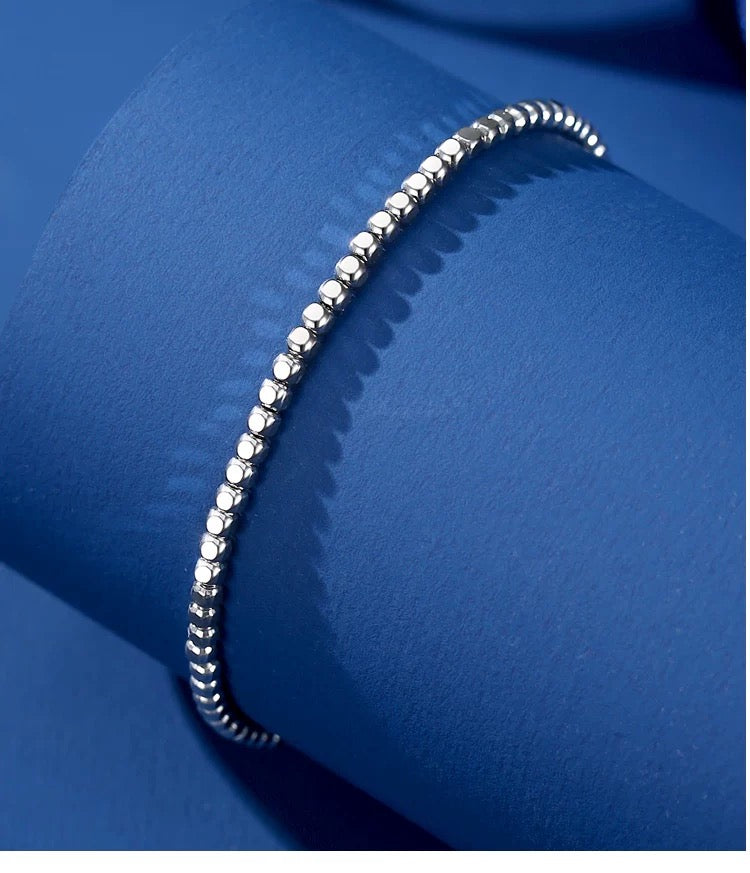 Cubed Buddha Bead Bangle Bracelet