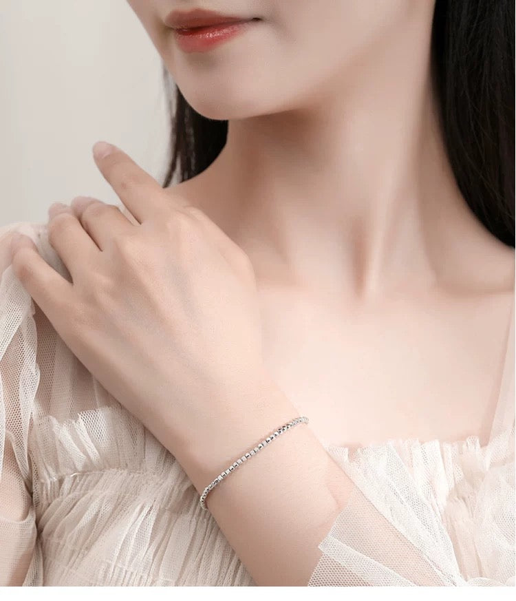 Cubed Buddha Bead Bangle Bracelet