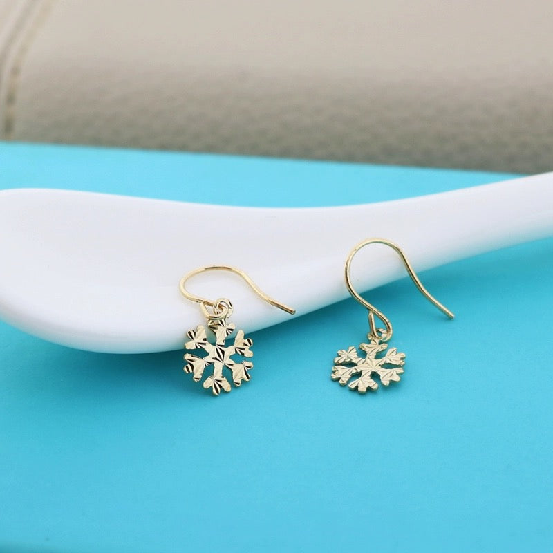 Mirrored Snowflake Hook Earrings