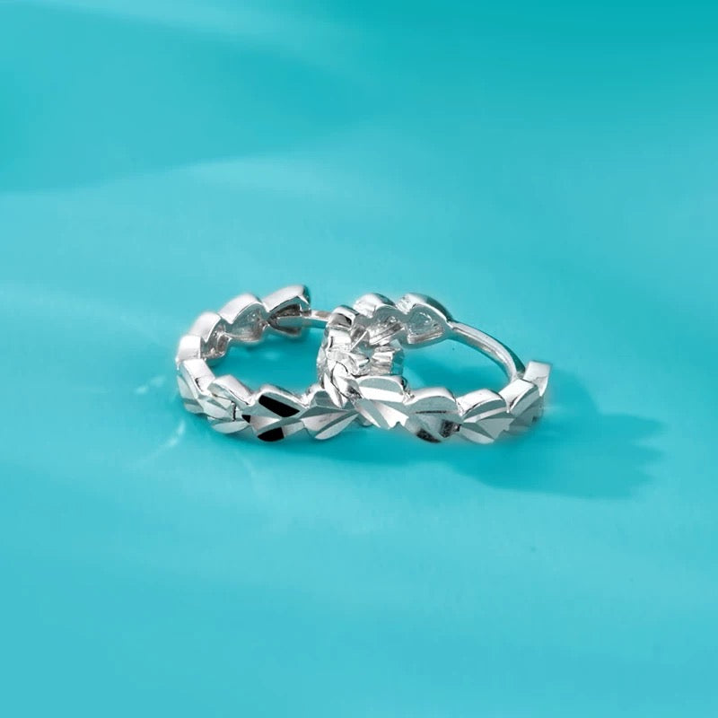 Leaf Petal Patterned Huggie Hoops