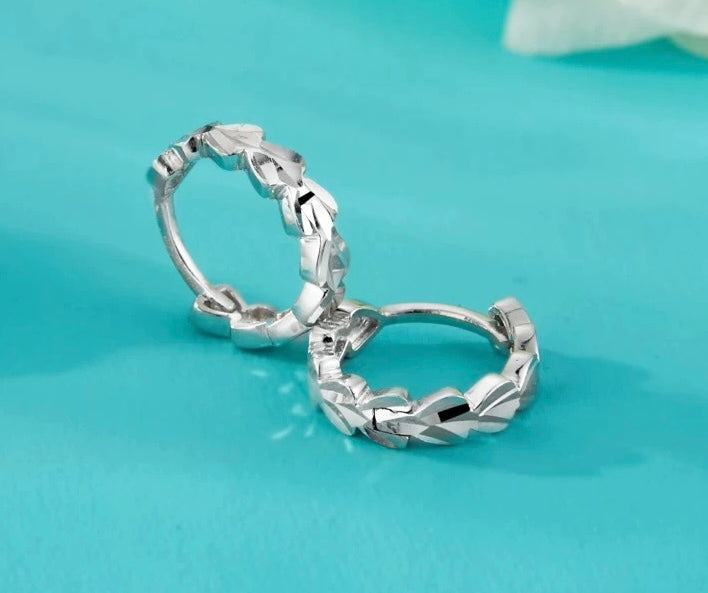 Leaf Petal Patterned Huggie Hoops