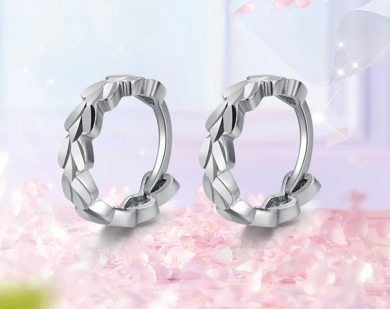 Leaf Petal Patterned Huggie Hoops