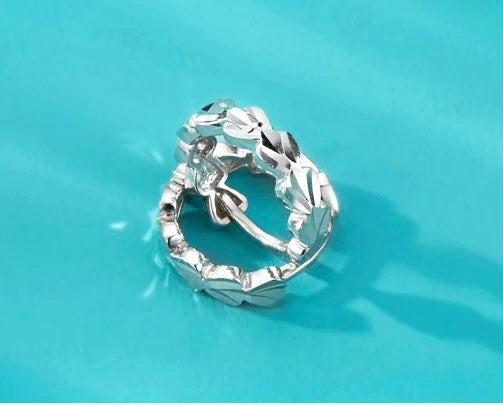 Leaf Petal Patterned Huggie Hoops