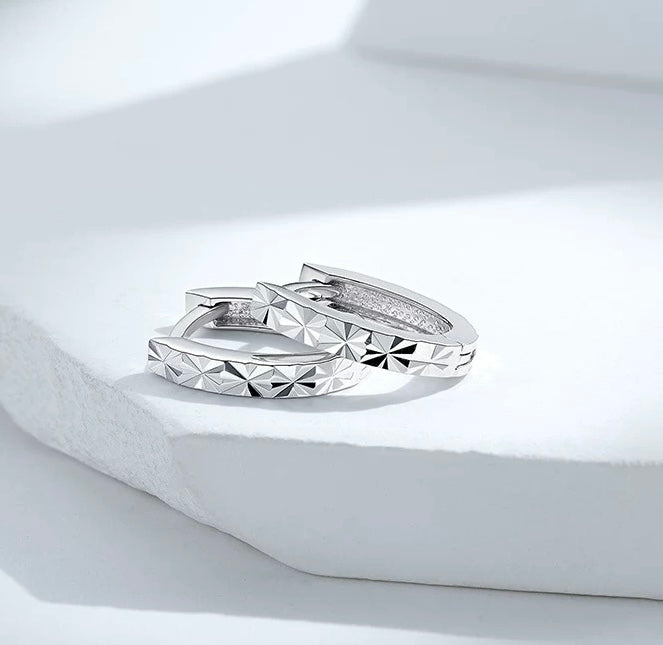 Spiral Mirror Cut U-Bar Hoop Earrings