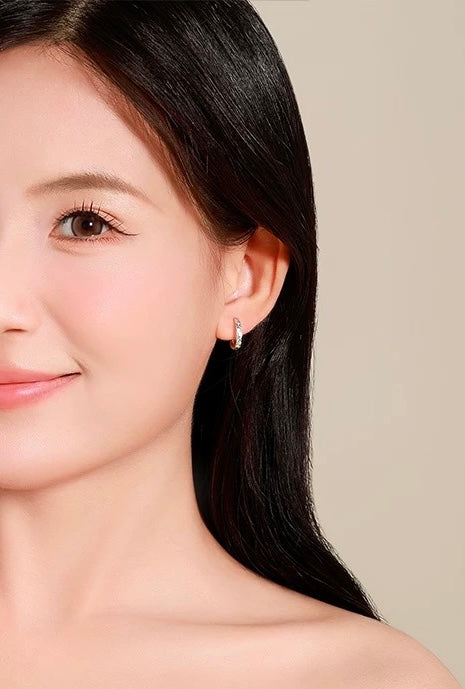 Spiral Mirror Cut U-Bar Hoop Earrings