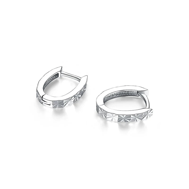 Spiral Mirror Cut U-Bar Hoop Earrings