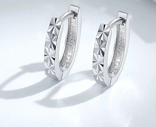 Spiral Mirror Cut U-Bar Hoop Earrings