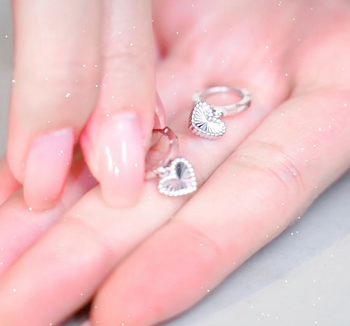 Hanging Heart Drop Huggie Hoops