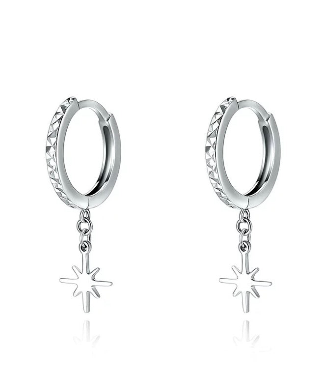 Hanging Splash Star Drop Huggie Hoops