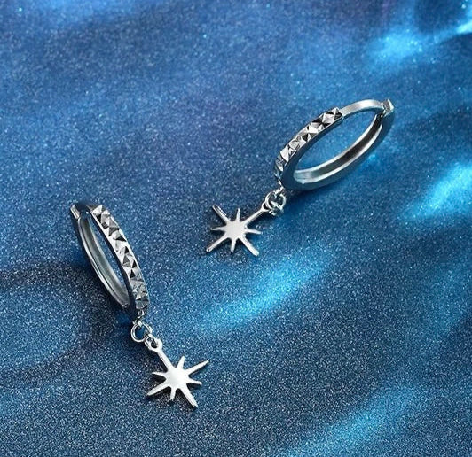 Hanging Splash Star Drop Huggie Hoops