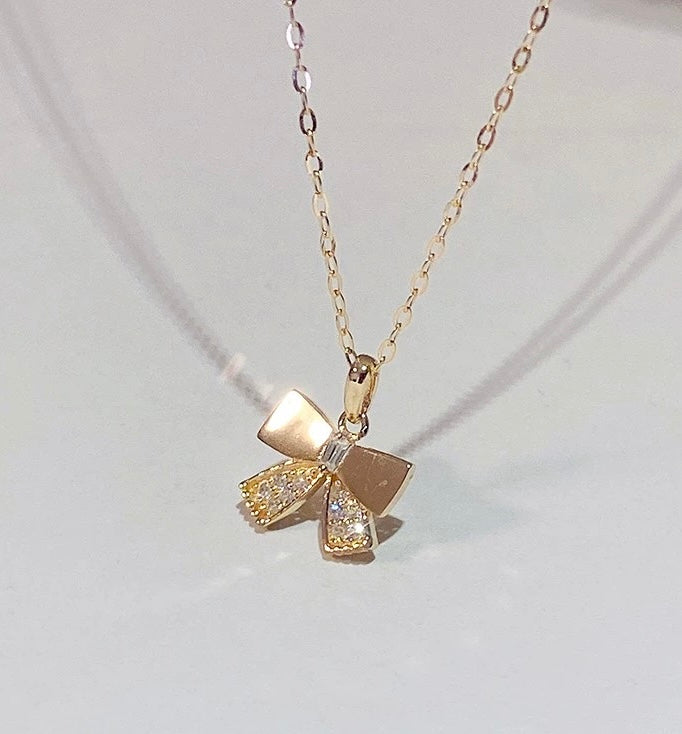 Fancy Hair Bow Charm Necklace