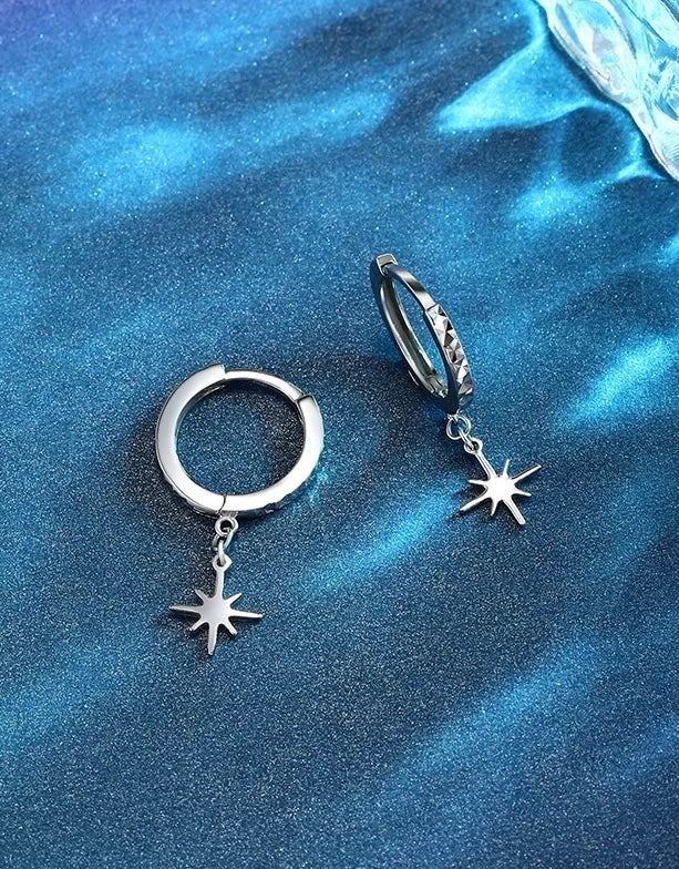 Hanging Splash Star Drop Huggie Hoops